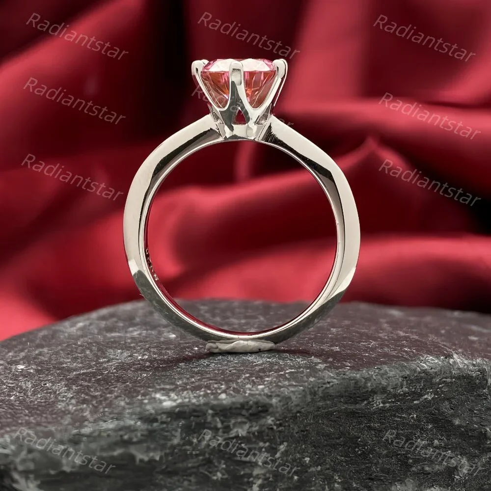 NEW Certified 2 ct. t.w. Pink Moissanite Solitaire 6 Prong Ring